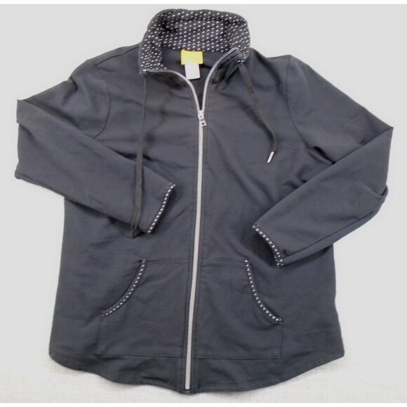 Ruby Rd. Women's Zipper Sweater Size Medium Black Thin w/ Drawstring - Picture 5 of 16